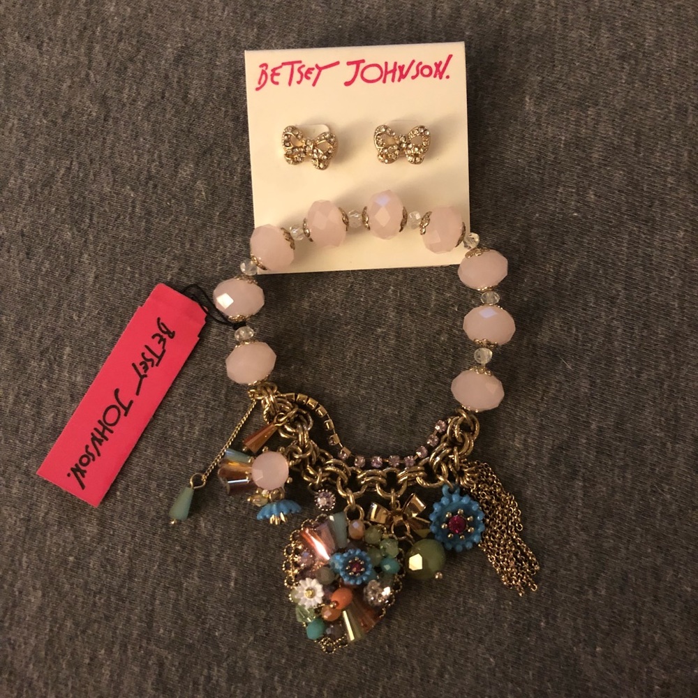 Betsy Johnson bracelet and earrings BNWT